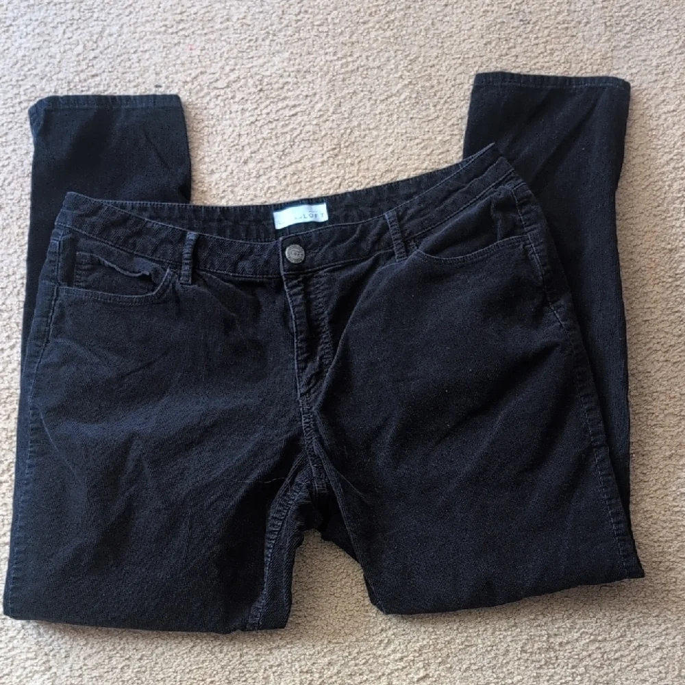 Loft Curvy Skinny Black Corduroy Jeans Size 32/14